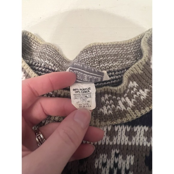 Vtg Arielle Woman's L Geometric Grandma Whimseygoth Glitter Knit Sweater - Picture 3 of 4